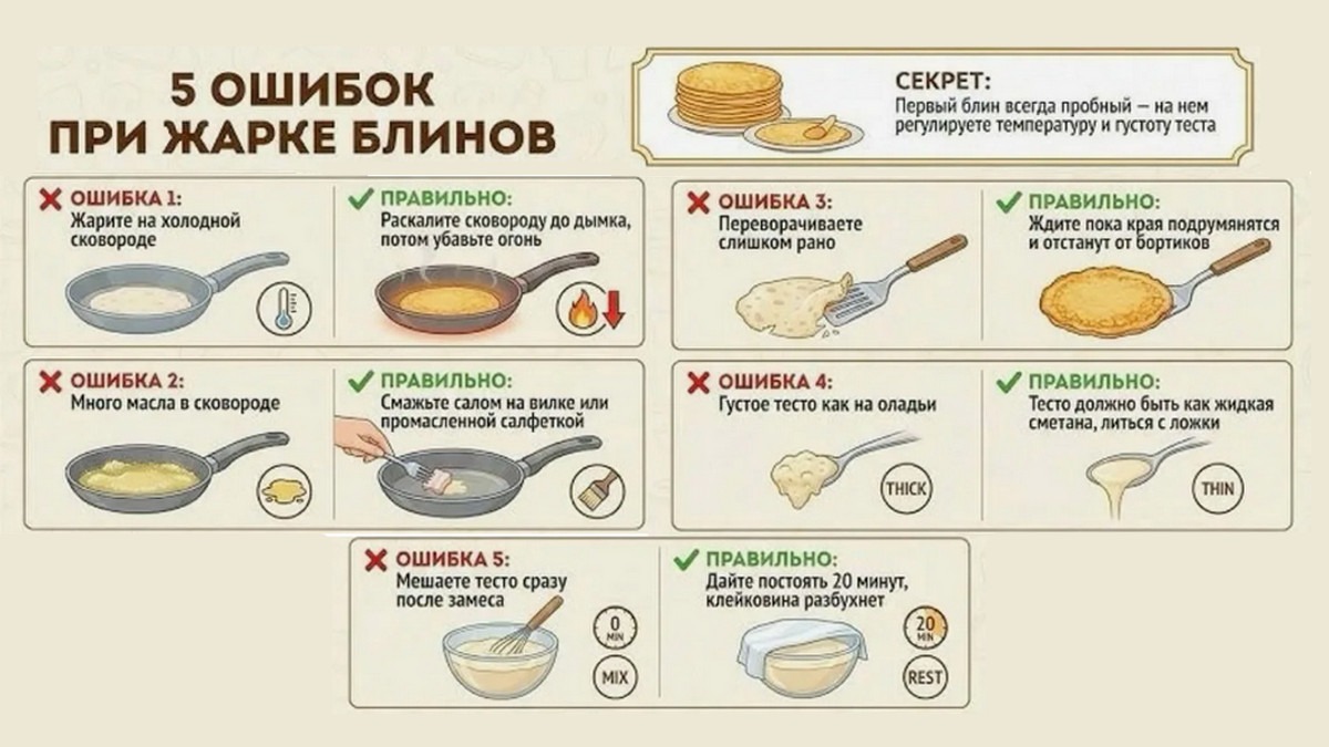 Блины постные на воде 5 ощибок при жарке
